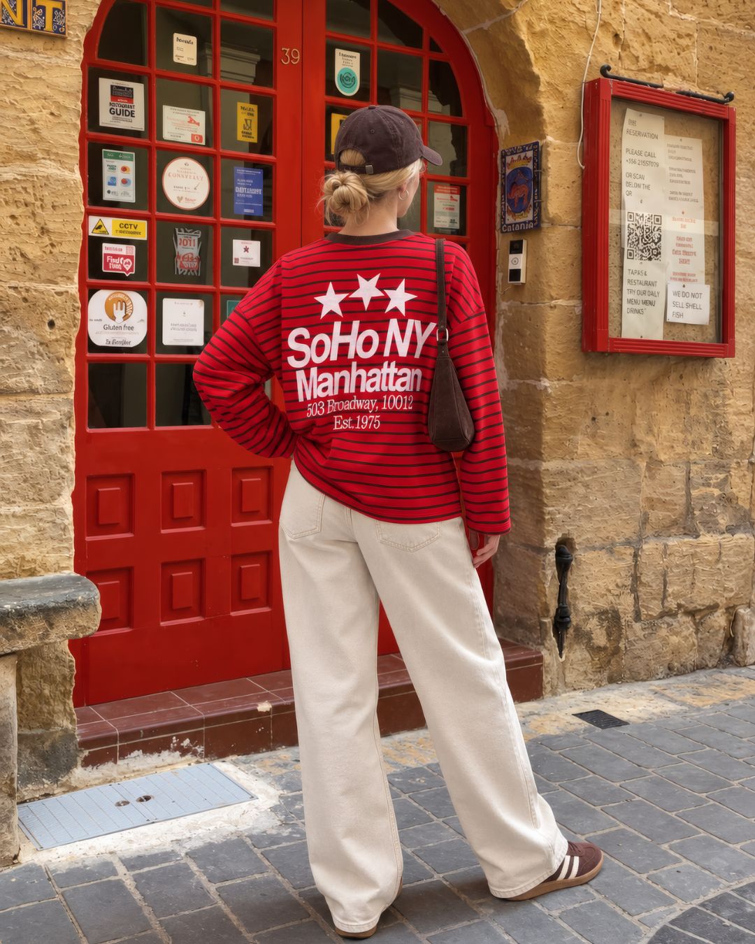 Çizgili Soho Baskılı Sweatshirt – t-shirt ürün görünümü 1